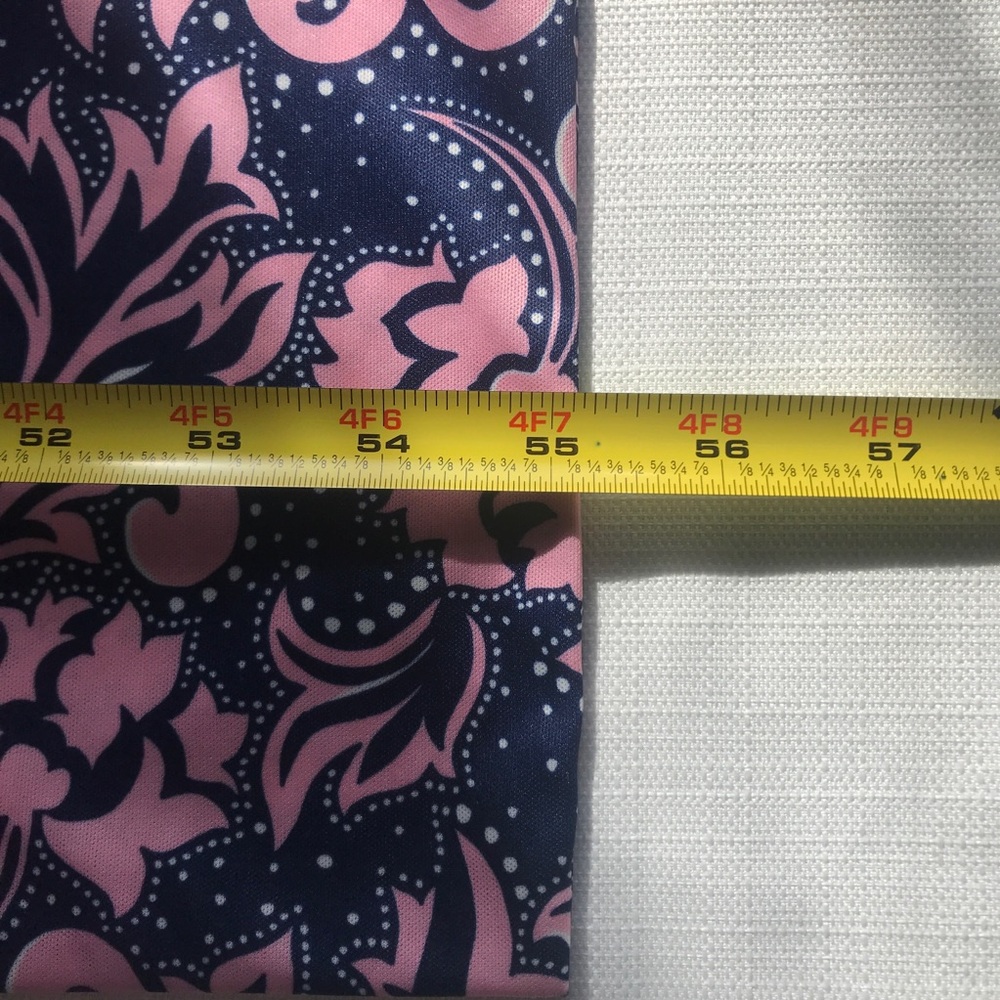 Navy Blue Pink Polka Dot Leaf Pattern Scarf Soft And Stretchy 8.5”x 55” - Picture 4 of 6